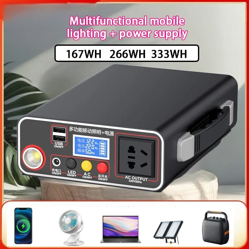 Stazione di alimentazione portatile da 300 W 220 V 330 WH/266WH/167WH Batteria esterna Display a LED Emergenza domestica Generatore di energia da campeggio Backup