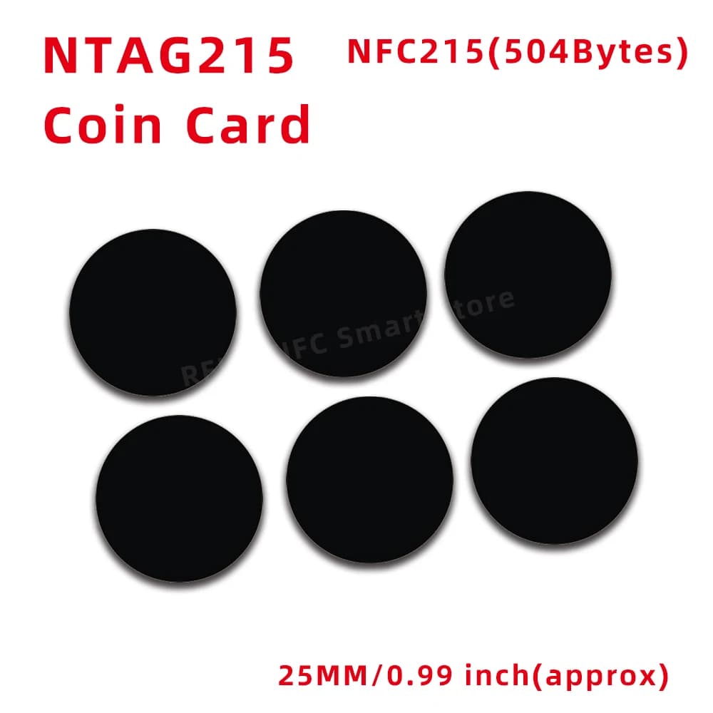 Scheda moneta NFC Nt/ag215 13,56 MHz Nero NFC 215 Smart Tag Scheda RFID 25MM Dedicata per l'automazione personale NFC Tag NFC 215