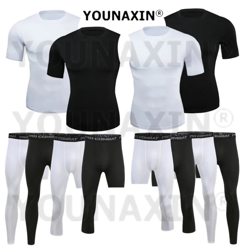 3/4 men's leggings with short leg T-shirt with one arm sleeve Exercise Sports Basket Yoga SML XL 2XL 3XL fitness pants
