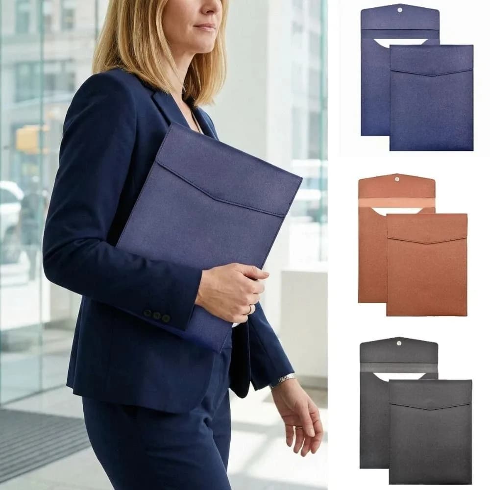 Simple A4 File Folder Magnetic Button Closure Waterproof Document Bag Portable Large Capacity Paper Organizer Document Storage
