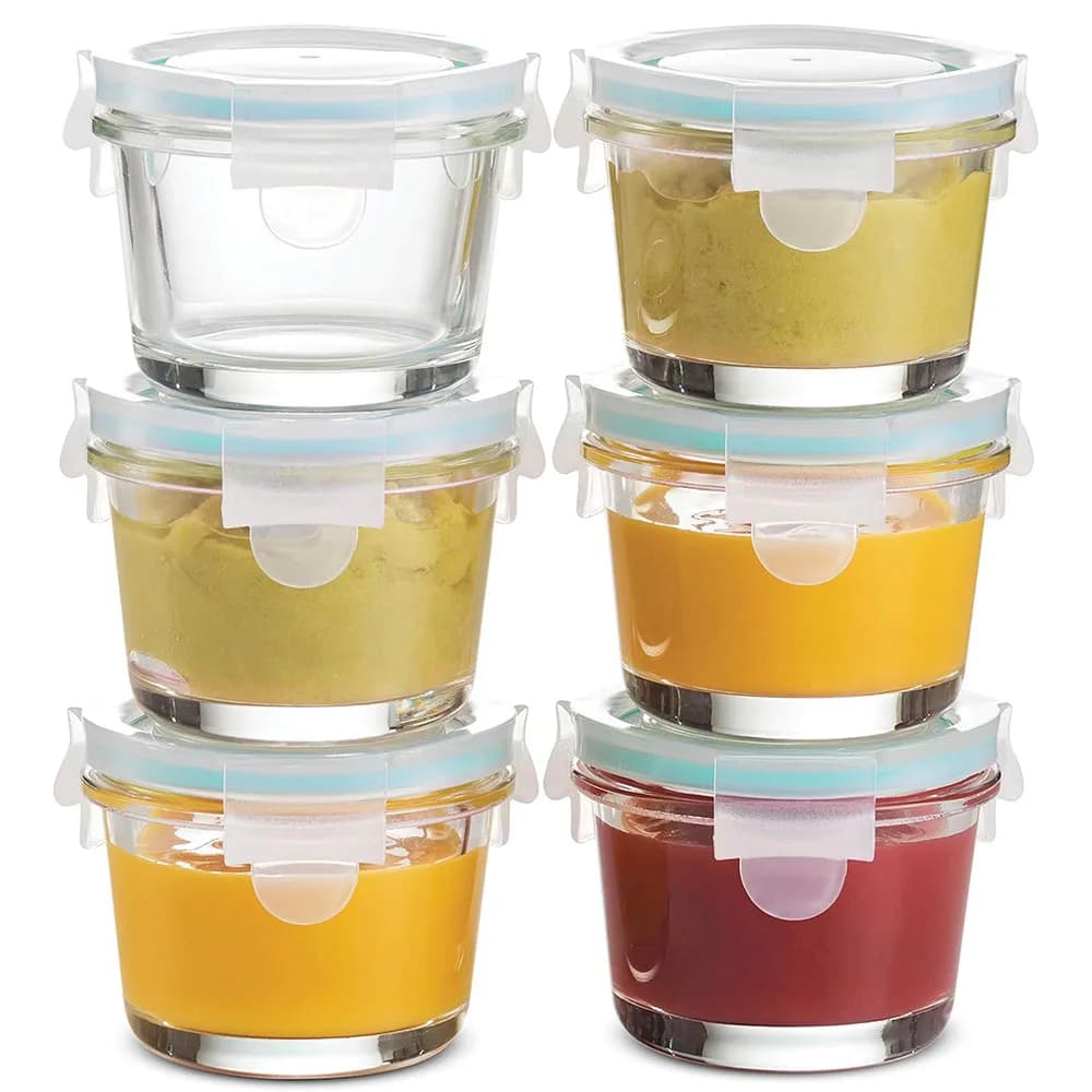 Contenitore in Vetro da 5oz per Preparazione Pasti - Ermetico, Antigoccia, Adatto per Microonde e Lavastoviglie - Perfetto per Snack e Salse