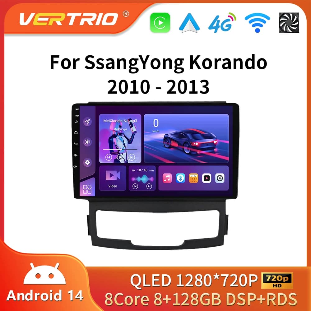 Android 16 For SsangYong Korando 3 Actyon 2 2010 - 2013 Car Radio Multimedia Player GPS Navigation Wireless Carplay Auto Stereo