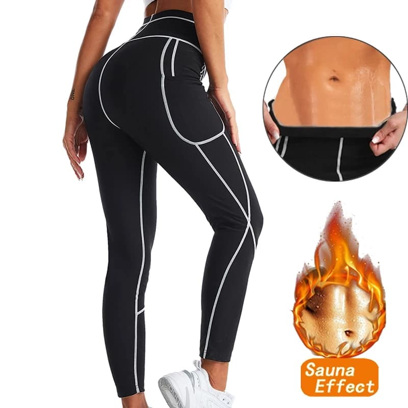 Pantaloni modellanti da sauna da donna Body Shaper Rivestimento effetto sudore caldo completo Pantaloni dimagranti Shapewear Allenamento Leggings da palestra Fitness