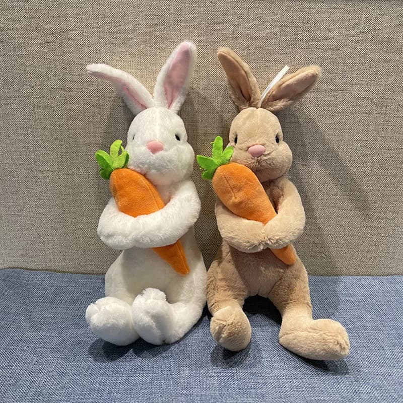 Peluche Coniglio Kawaii da 20 CM, Morbido Giocattolo Imbottito a Forma di Coniglio con Carota, Cuscino Morbido, Regalo per Bambine