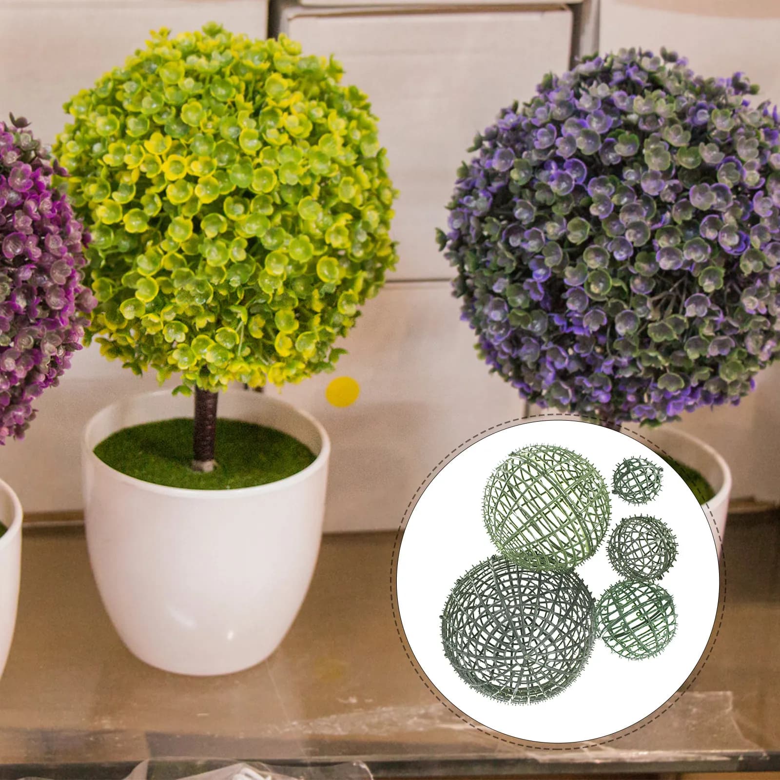 Set di 5 Supporti per Fiori Artificiali, Scaffale in Plastica per Piante, Decorazione per Giardino, Ufficio e Casa