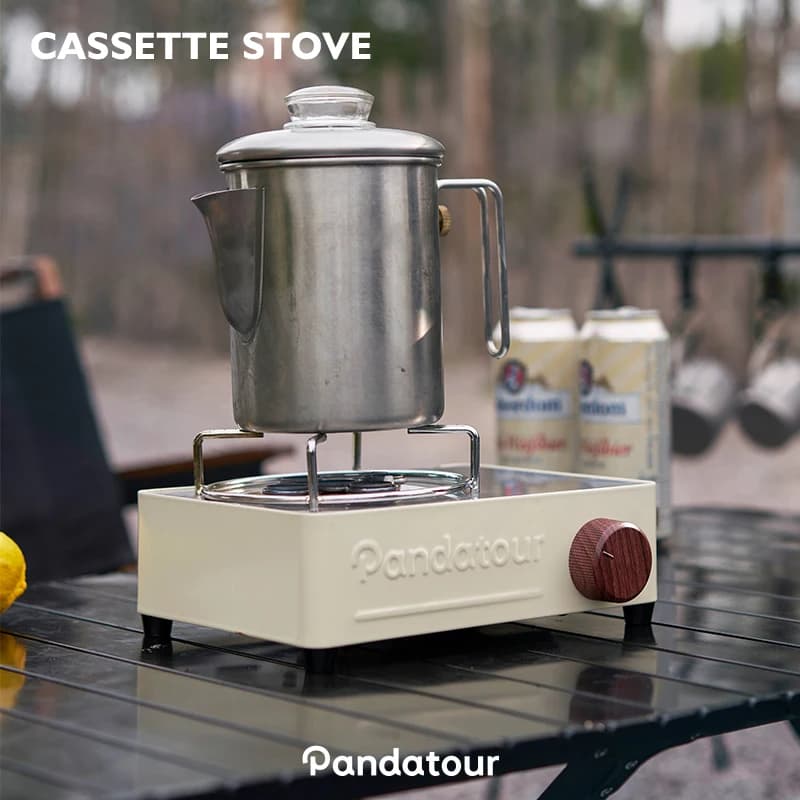 PANDATOUR Fornello a gas da campeggio Bruciatore a cassetta portatile da esterno ad alta potenza di fuoco a 5 fuochi per picnic, escursionismo, campeggio