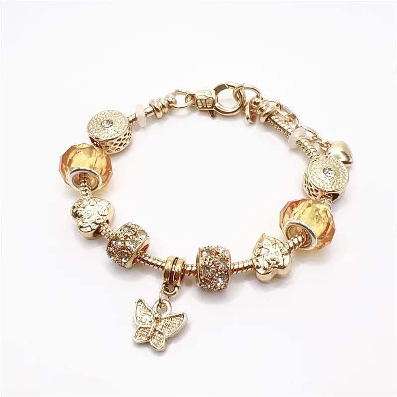 Braccialetto a catena con ciondolo a forma di farfalla con strass in lega di lusso per regali di gioielli da indossare ogni giorno per feste da donna e da uomo