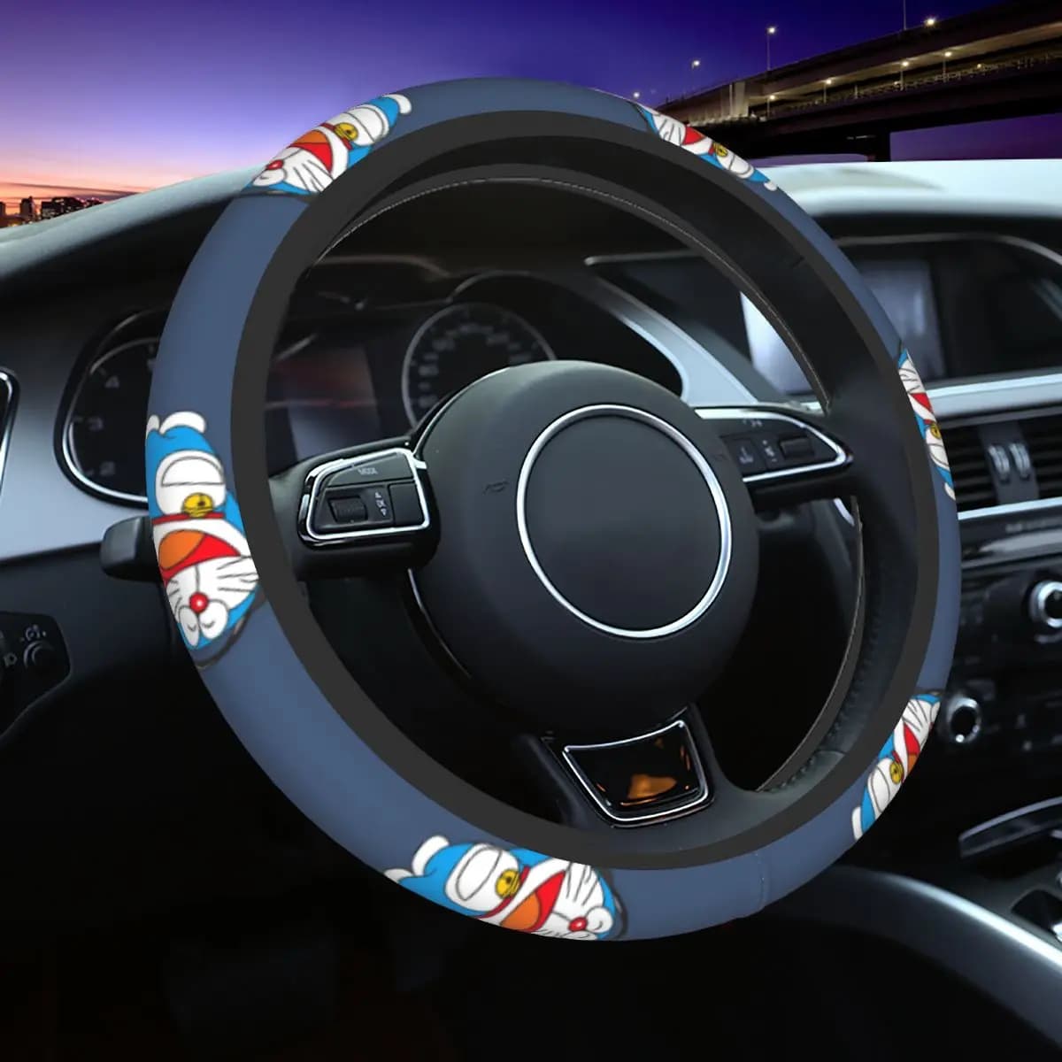 Coprivolante Universale Personalizzato D-Doraemons per Sedan, Antiscivolo, Protezione per Volante Auto da 15 Pollici, Accessori Auto