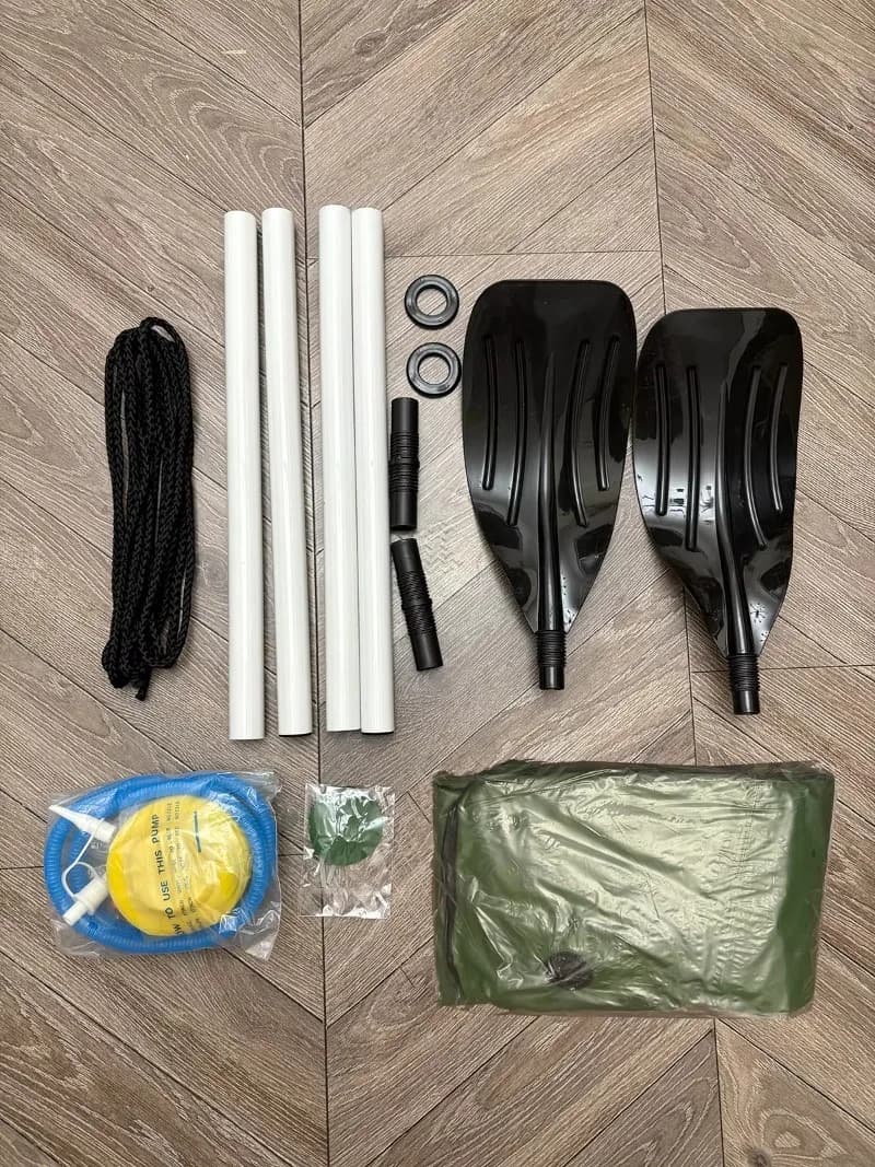 Gommone Gonfiabile in PVC per 2 Persone 2026, Kayak Doppio da 180 cm per Rafting e Pesca con Pagaia e Pompa a Pedale per Esterni