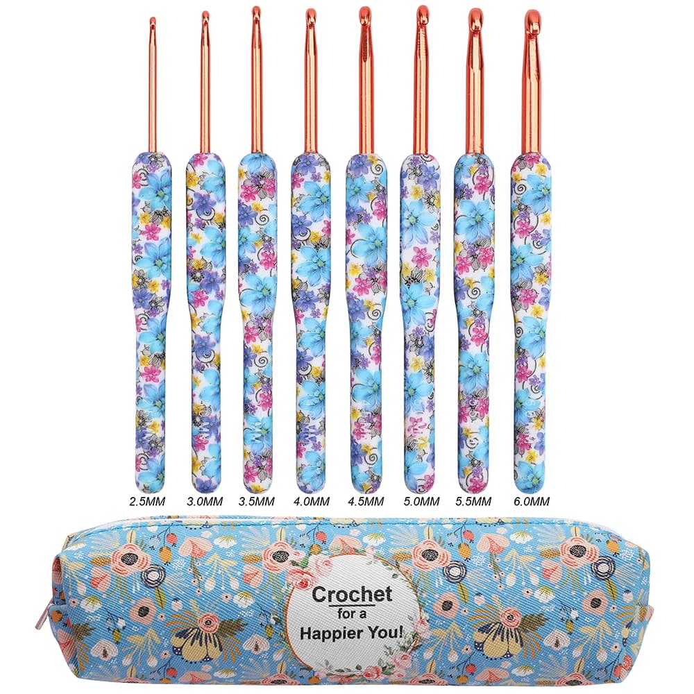 Nuovo 8 pezzi uncinetti kit ferri da uncinetto in alluminio con borsa ergonomico fai da te filato tessuto cucito uncinetto set di strumenti per principianti