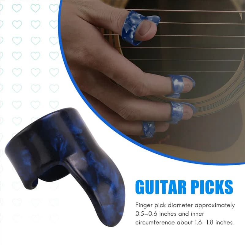 Il kit iniziale per chitarra B72A include 8 plettri per pollice e dito per chitarra (celluloide in metallo e blu), 5 dita per chitarra trasparenti