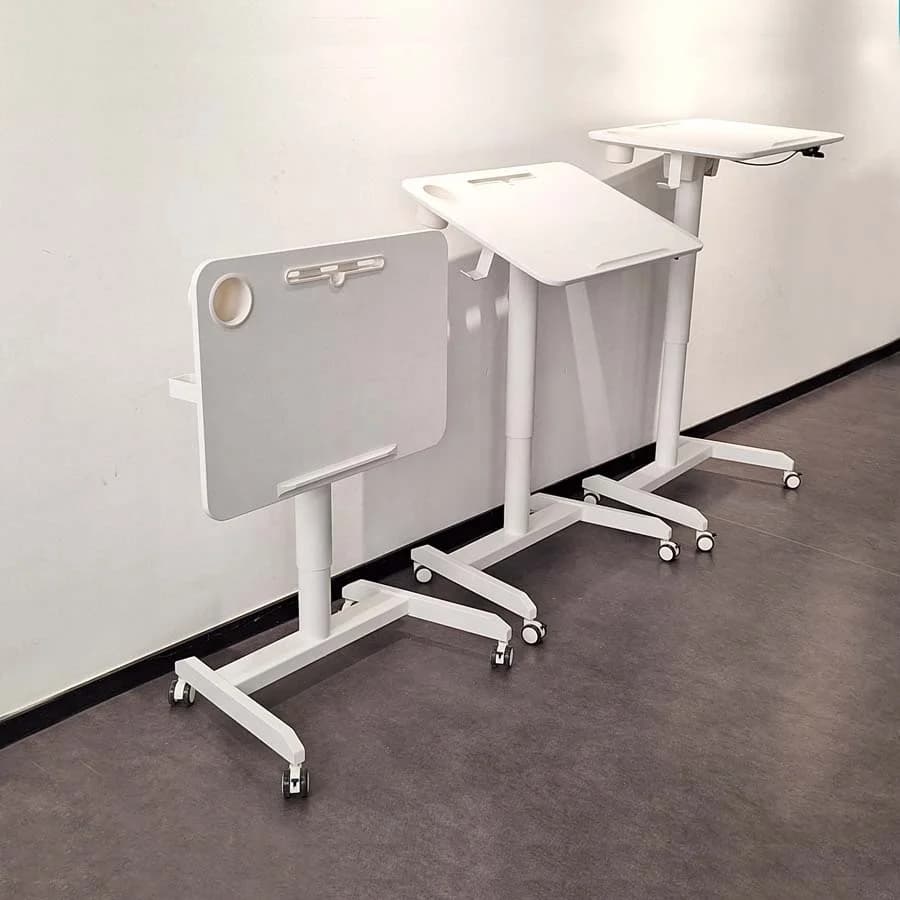 Tavolo pieghevole pieghevole pneumatico ad altezza regolabile dal design moderno, postazione di lavoro per computer, supporto per sedersi, scrivania mobile per uso portatile