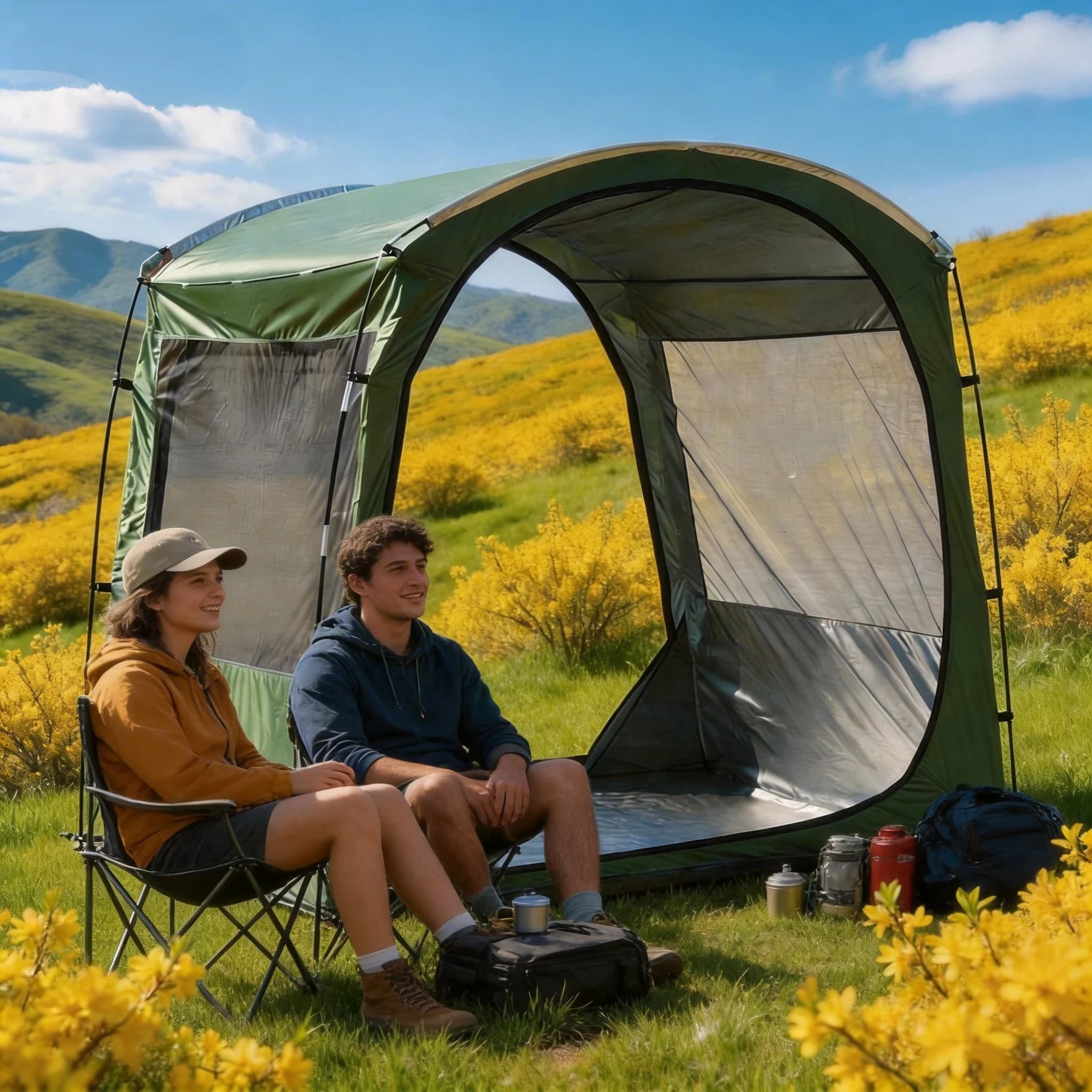 Tenda da Campeggio Traspirante in Rete, Grande Spazio per Picnic in Famiglia, Feste, Gite di Pesca, Anti-Zanzare