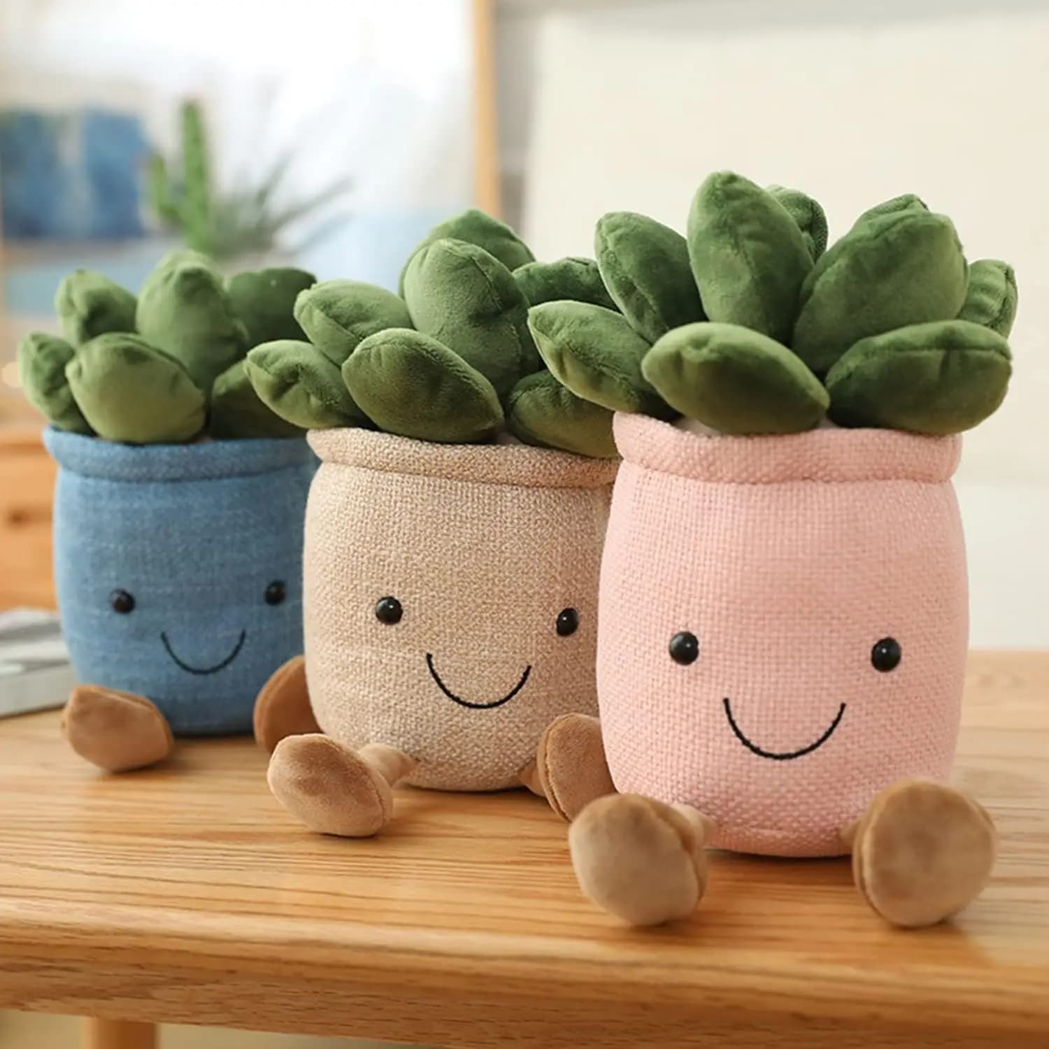 Peluche di Piante Grasse, Simpatici Peluche di Piante Succulente, Bambole di Peluche a Forma di Piante in Vaso, Morbidi Regali di Peluche di Piante Grasse per Bambini