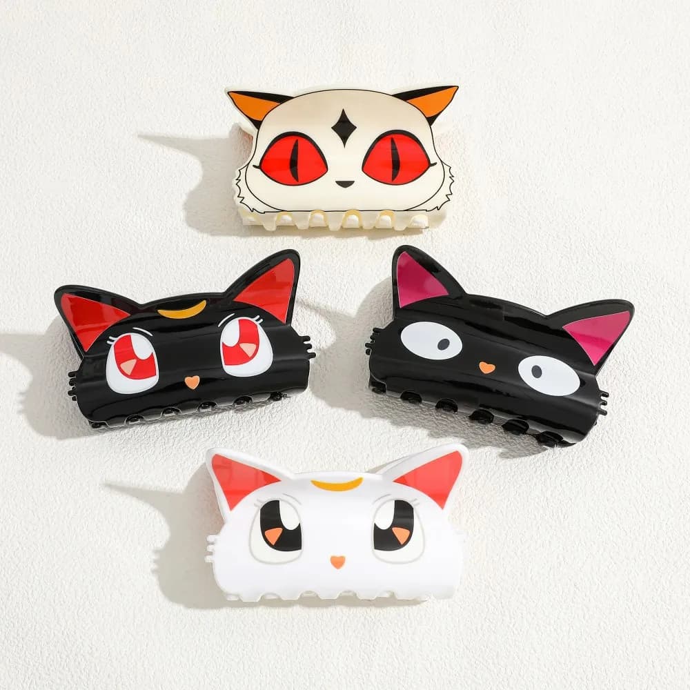 Sweet Cute Sailor Moon Cartoon Cat Design Acrylic Hair Claw Clips Fashion Hair Accessories for Girls