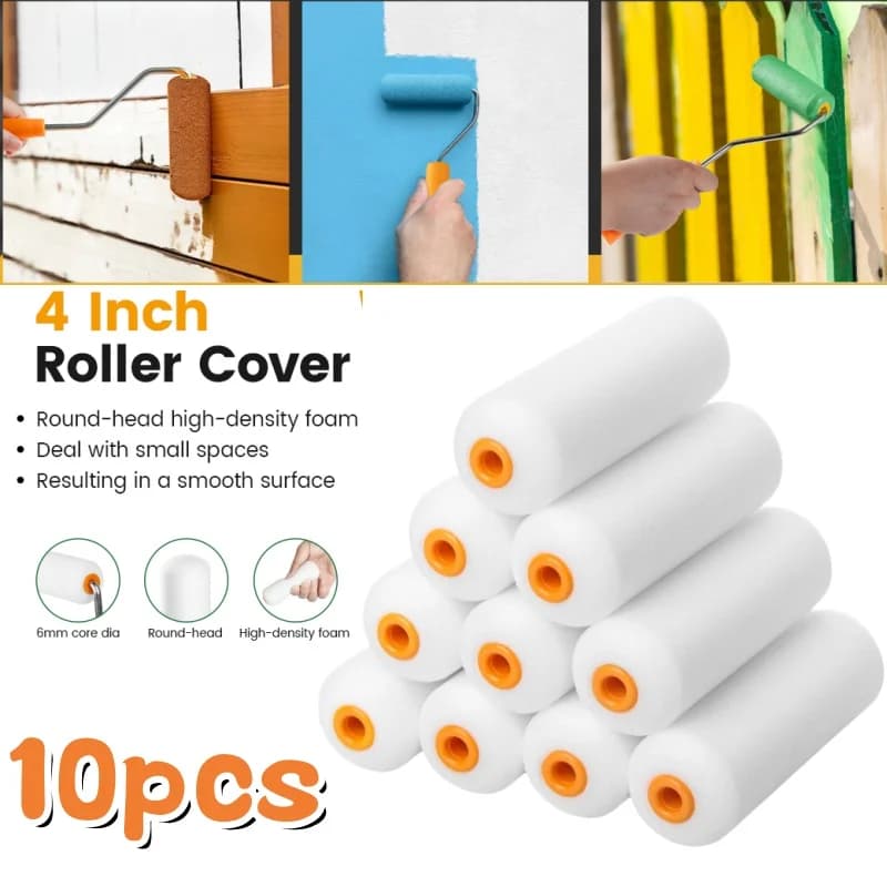 10 Pieces High Foam Rollers 4 Inch Adsorption, Mini Foam Rollers for Painting, Decoration Handles, Sponge Rollers for Painting