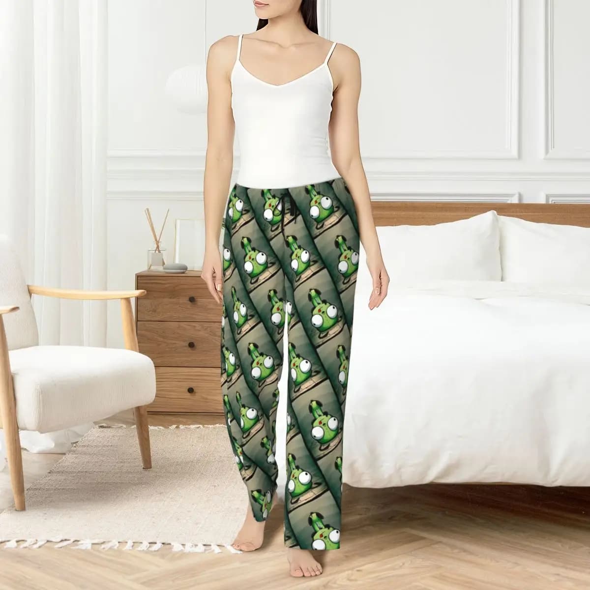 Personalized pajamas trousers I-Invader Z-Zim Cartoon Sleepwear Women's elastic waist trousers with pockets