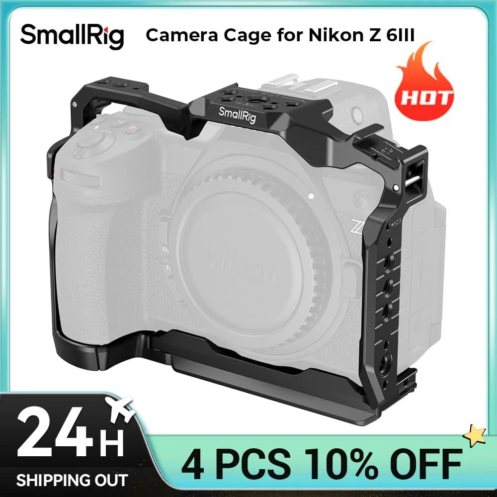 SmallRig camera cage for Nikon Z 6III with Arca-Swiss quick release plate for DJI RS 3 /RS 3 Pro /RS 4 /RS 4 Pro or tripod support