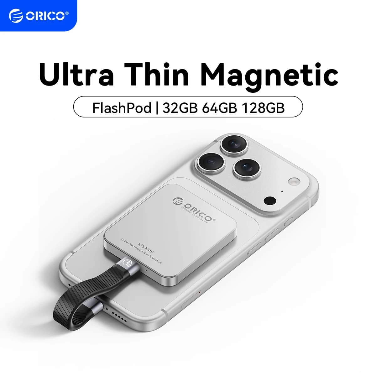 ORICO Mini SSD Esterno Magnetico FlashPod per iPhone 17 16 15 Pro/Max 150MB/s Portatile a Stato Solido 32GB 64GB 128GB