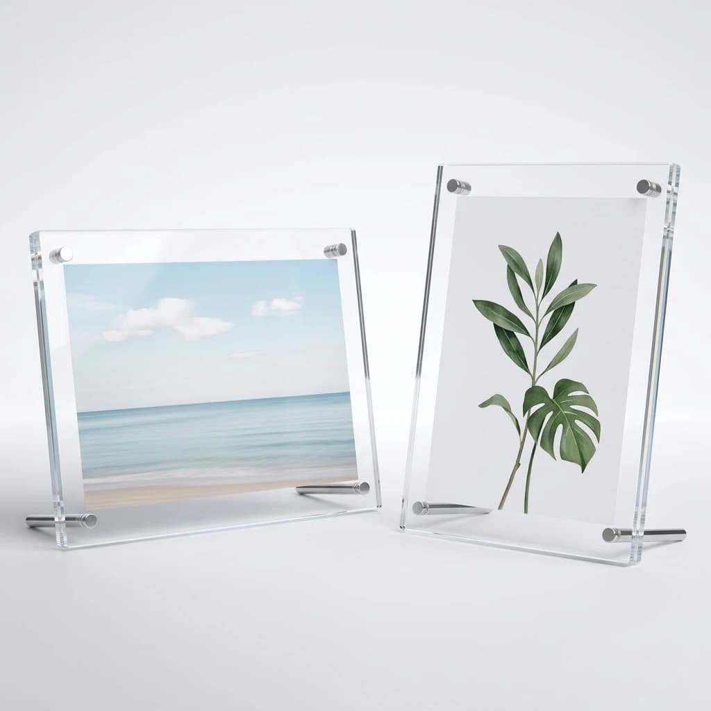 Cornice per foto in acrilico 8,5x11 effetto galleggiante, cornice trasparente senza cornice per desktop, display autoportante a doppio pannello per foto e documenti A4, orizzontale e verticale, decorazione per casa e ufficio