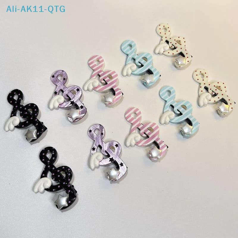 New Kawaii Trendy Star Musical Symbol Wing Hair Clip Y2K INS Style Unique Striped Side Clip Bangs Clip Hair Jewelry Accessories