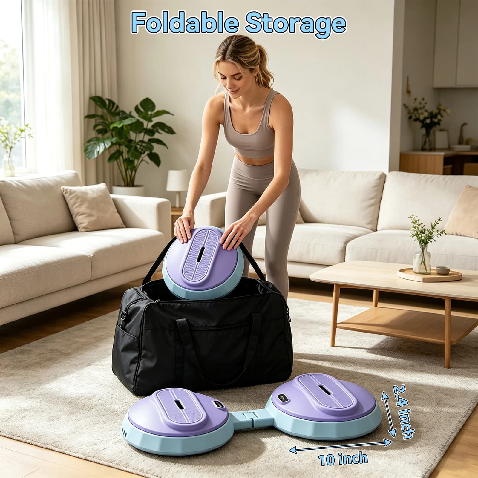 Fold Design Twist Board with Elastic Pull Rope Household Core Training Equipment Indoor Waist Leg Hip Workout Tool