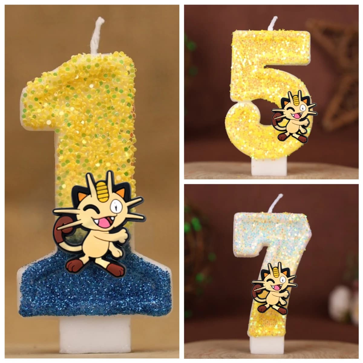 Pokemon Monster Candela digitale Decorazione torta di compleanno per bambini Cartoon Anime Figure Forniture Accessori per feste Regali di Natale