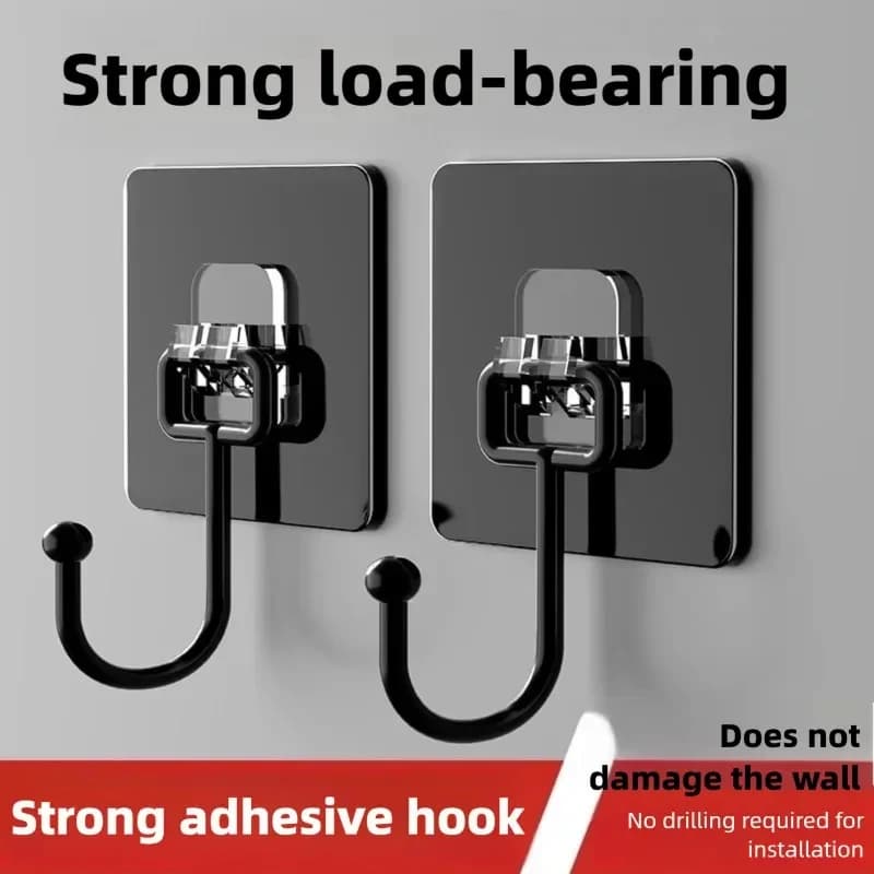 5/15 Pcs Rotating Self Adhesive Hooks Waterproof Strong Wall Door Hanger Kitchen Bathroom Organizer