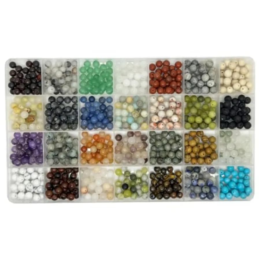 840pcs 6mm Natural Gemstone Beads Loose Gemstone Hole Size 1mm DIY Smooth Beads for Bracelet Necklace Earrings Jewelry Making,