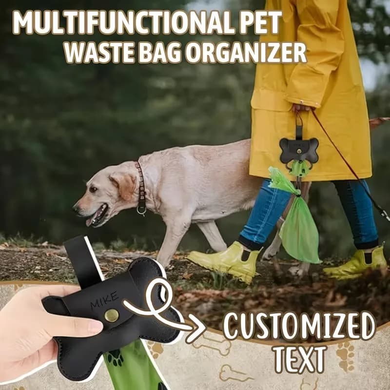Porta Sacchetti per Escrementi di Cane in Pelle Personalizzato con Clip per Guinzaglio, Dispenser Portatile per Sacchetti Igienici, Accessorio per Passeggiate con Cani per Amanti degli Animali