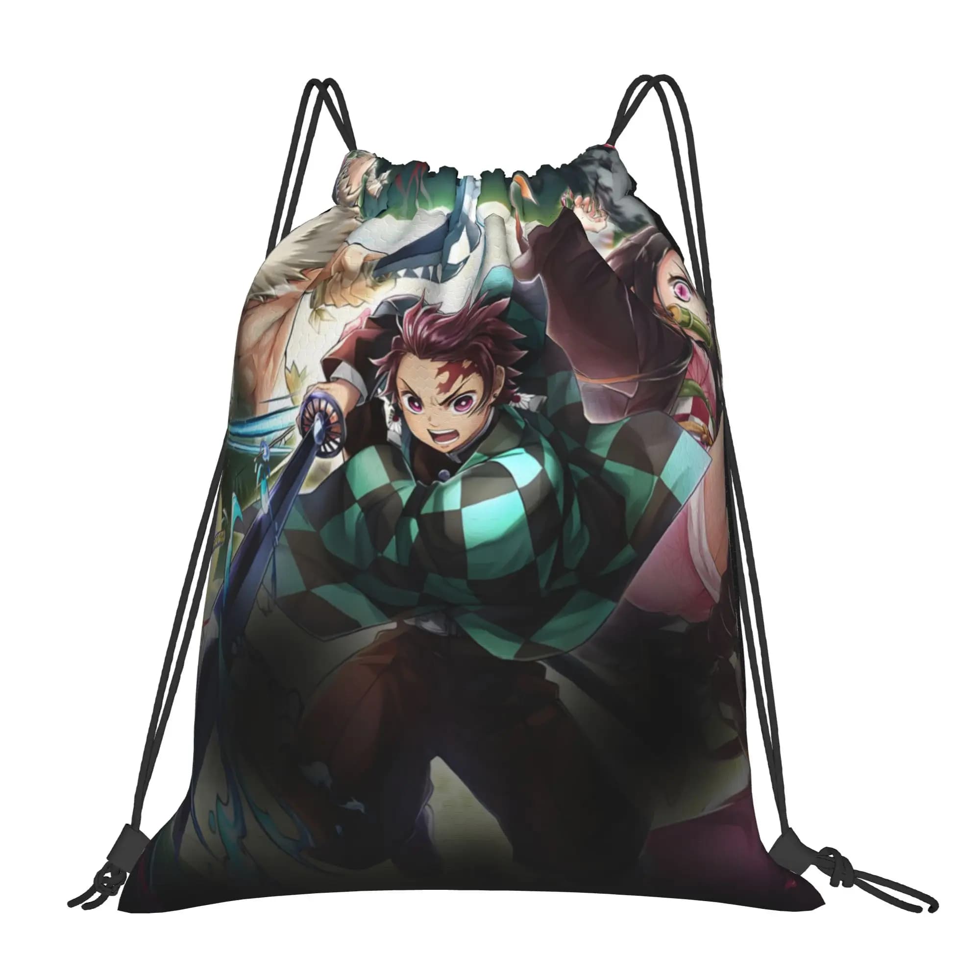 1 borsa con coulisse Demon Slayer Kimetsu no Yaiba, zaino sportivo, borsa per scarpe da scuola