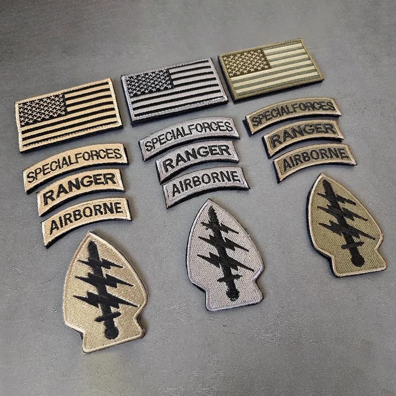 Distinctive for lightning USA Military tactical applications Sewing stickers Embroidered patches with hook and backpack ring for clothes