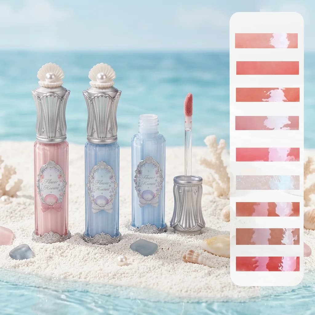 Flower Knows Shell’s Jewel Lip Gloss long lasting high shine hydrating mermaid aesthetic lip glaze 2026 viral makeup trends