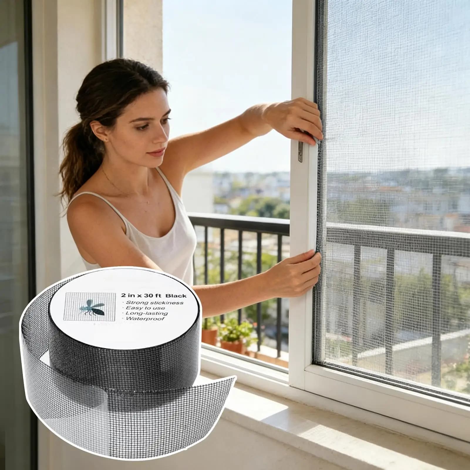 Window Screen Repair Tape Strong Adhesive Material Durable Paste Effect Fix Broken Screen For Balcony Patio RV Camper Pool