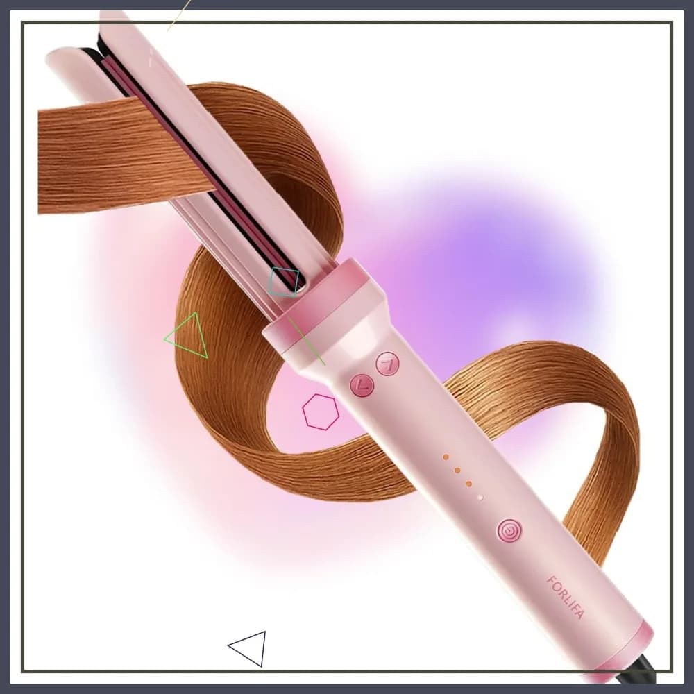 Ferro arricciacapelli automatico con flusso d'aria fredda, arricciacapelli auto-rotante, ioni negativi 1.1B, tripla protezione per i capelli, doppia tensione