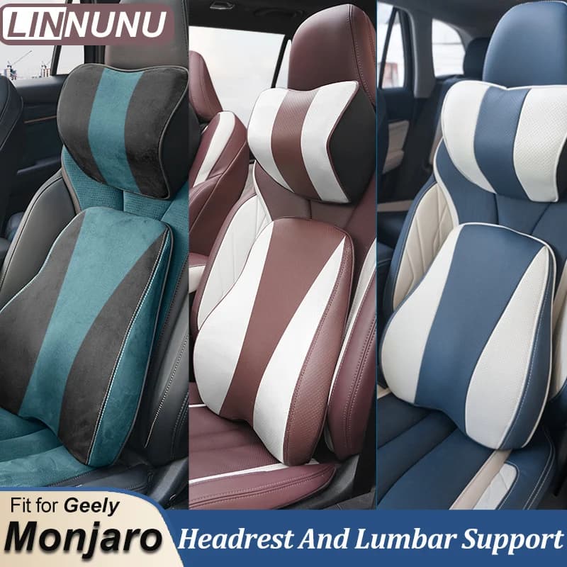 LINNUNU Auto Poggiatesta Cuscino Lombare Per Geely KX11 Manjaro Memory Foam Supporto per il Collo Cuscino per la Testa del Sedile Monjaro 2024 2025