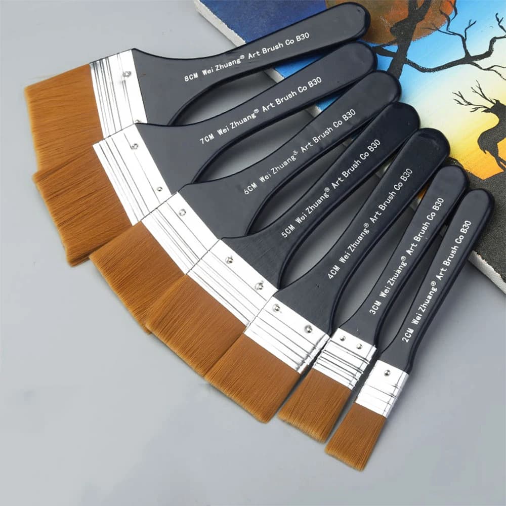 Pennello per pittura ad olio per acquerello 7 stili Set di pennelli per pittura con capelli in nylon con memoria Manici in legno Vernici acriliche Strumenti per pennelli da disegno