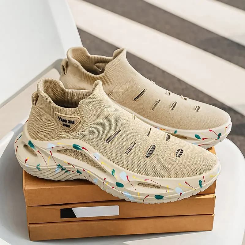 2026 New Lightweight Stretchy Mesh Sneakers Thick Sole Height Increasing Shoes Summer Breathable Non Slip Wear Resistant Casual
