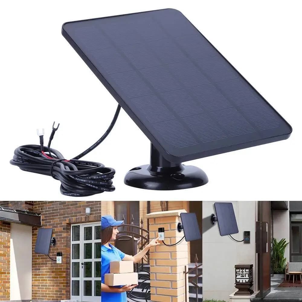 Caricabatterie solare impermeabile da 4 W 5 V 360 ° Staffa regolabile con cavo di ricarica da 9,8 piedi per campanello video ad anello
