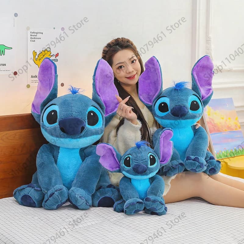 Peluche Kawaii Stitch da 80 cm, Bambola Angelo in Pelliccia di Coniglio, Giocattolo Anime per Adulti e Bambini, Regalo di Compleanno, Grande Cartone Animato