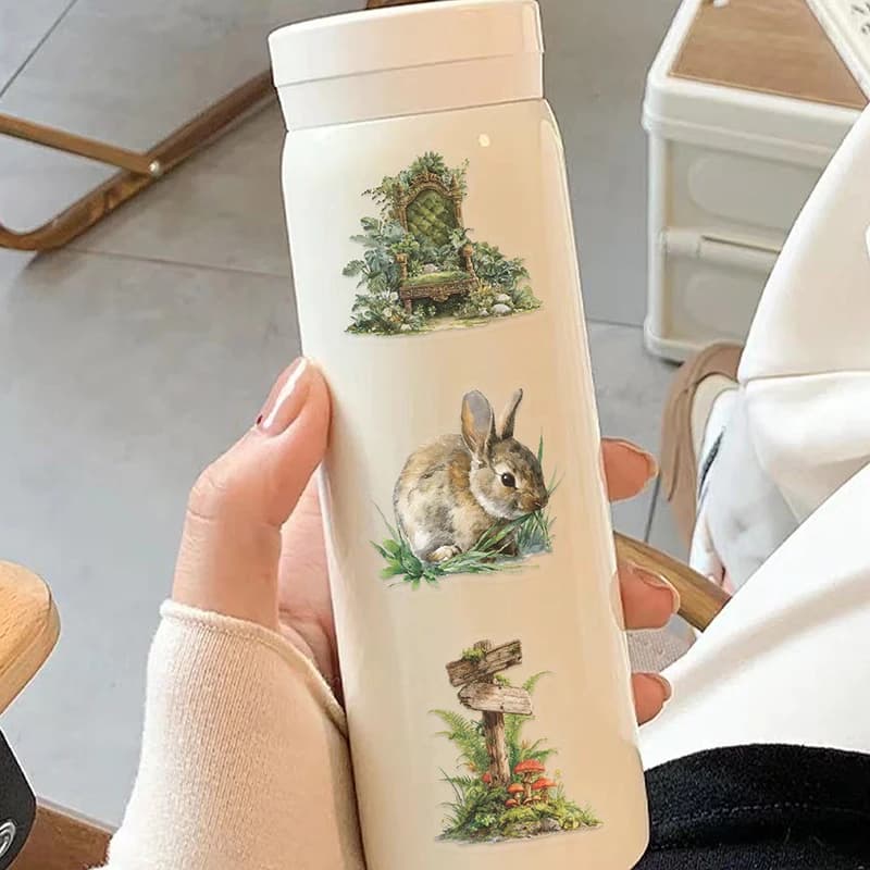 50PCS Transparent Forest Theme Green Series Decorative Graffiti Stickers DIY Phone Case Laptop Tablet Toy Stickers
