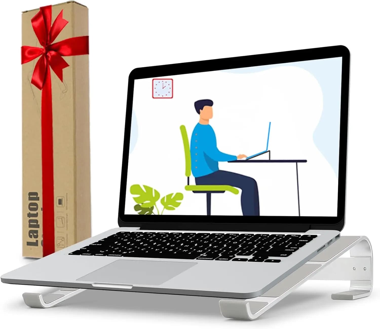 Supporto ergonomico per laptop in alluminio da scrivania, supporto ventilato compatibile con laptop da 11-17,3 pollici, ideale per il lavoro da casa