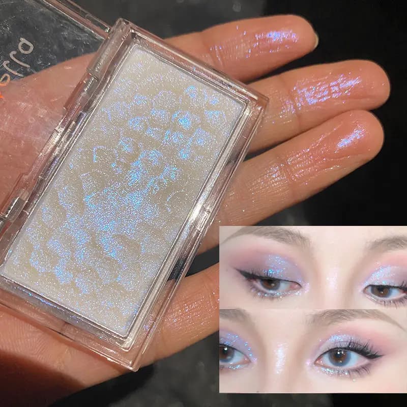Icelandic Aurora highlighter powder Polished perlescent shadow with transparent and super glossy water