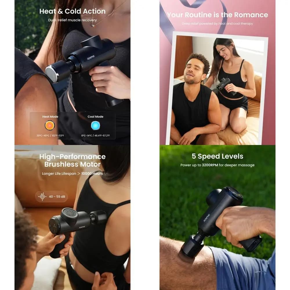 Massage Gun with Heat and Cold, Deep 2026 Percussion Massage, Ideal Valentine's Day Gift for Men and Women, App HSA