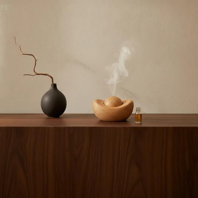 [F] Natural Beech Wood Essential Oil Diffuser Long Lasting Scent Dispersion Minimalist Design For Home Office Yoga Space