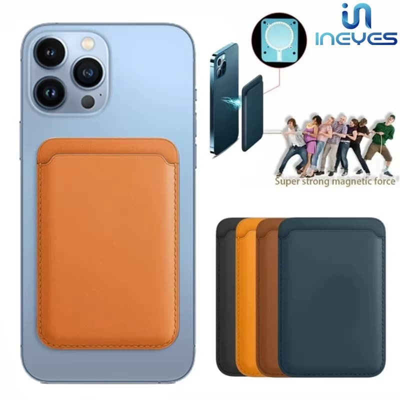 INEYES New Strong Magnetic Leather Wallet With Hide Stand Case For Magsafe For iPhone17 16 15 14 13 Magnetic Card Holder Case