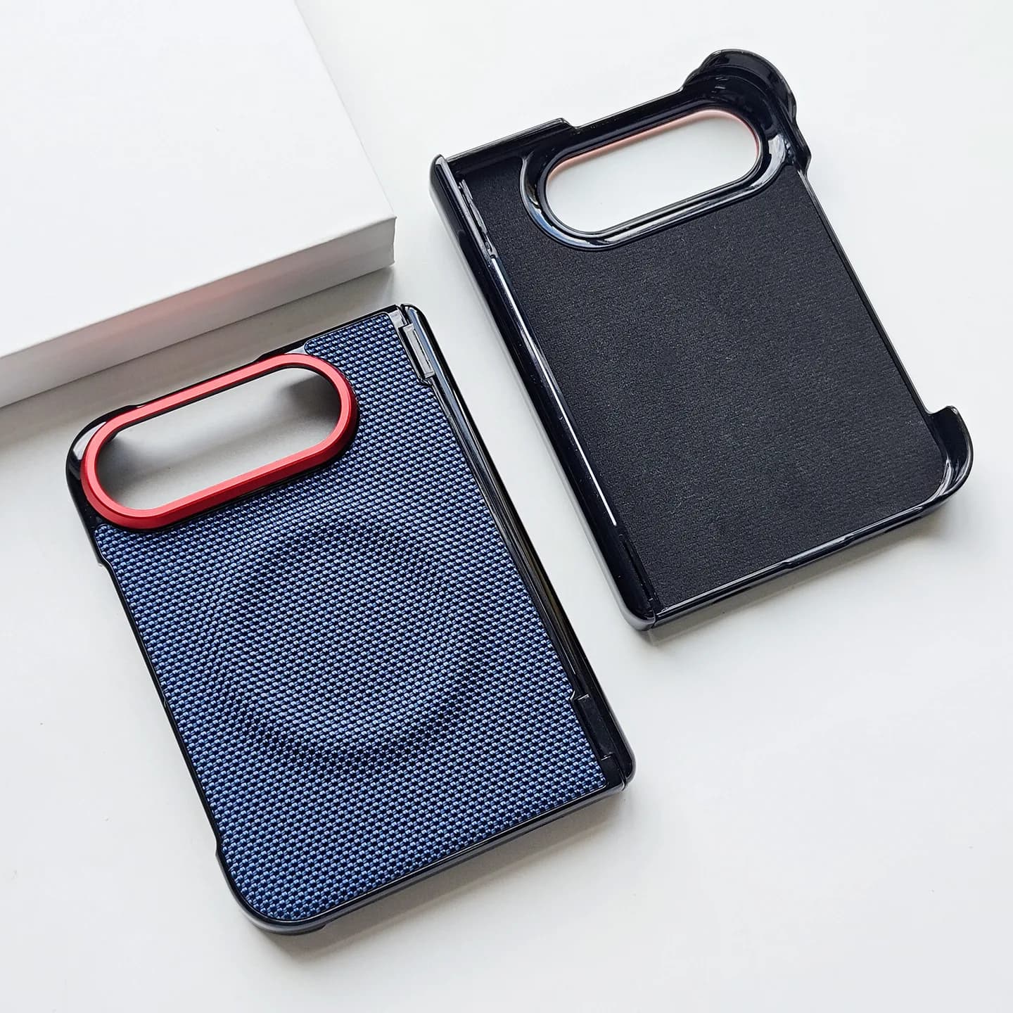 Woven Fabric Texture Magnetic Case for IPhone duo 18 Fold Electroplated Camera Frame Hinge Protect Shockproof Hard Phone Cover