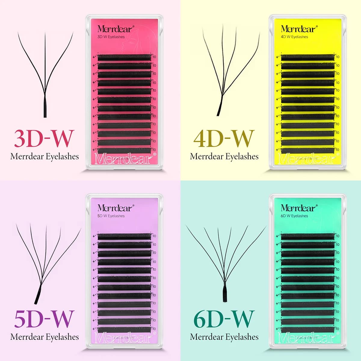 Merrdear Extended W 3d 4d 5d 6d W Prefabricated Natural Eyelash Fan Bloom Effect Eyelashes for Beauty Makeup