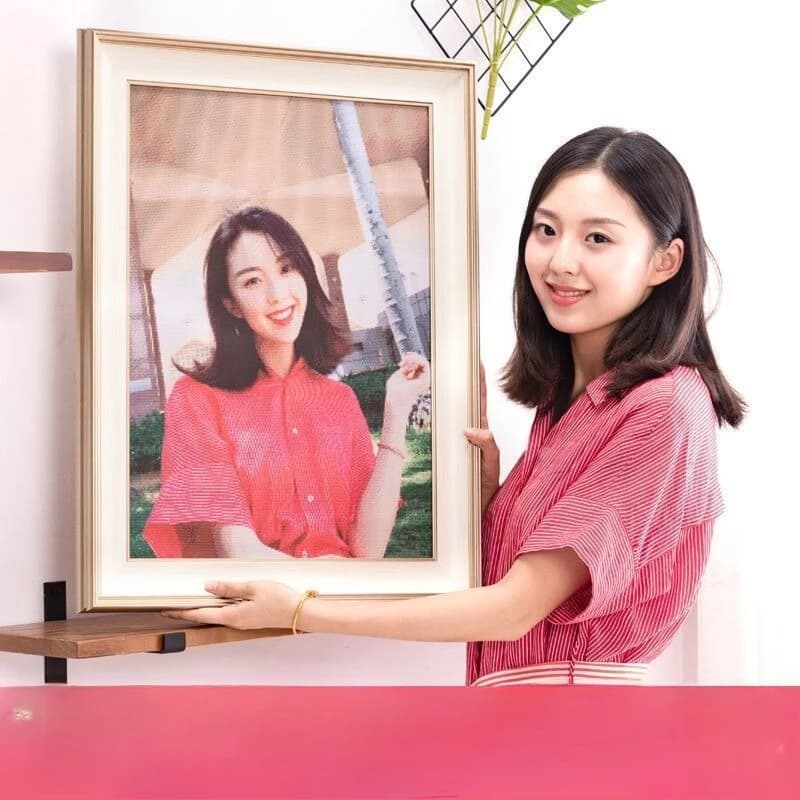 Handmade embroidery cross stitch photo nailing live thread embroidery pattern nailing do living room couple themselves