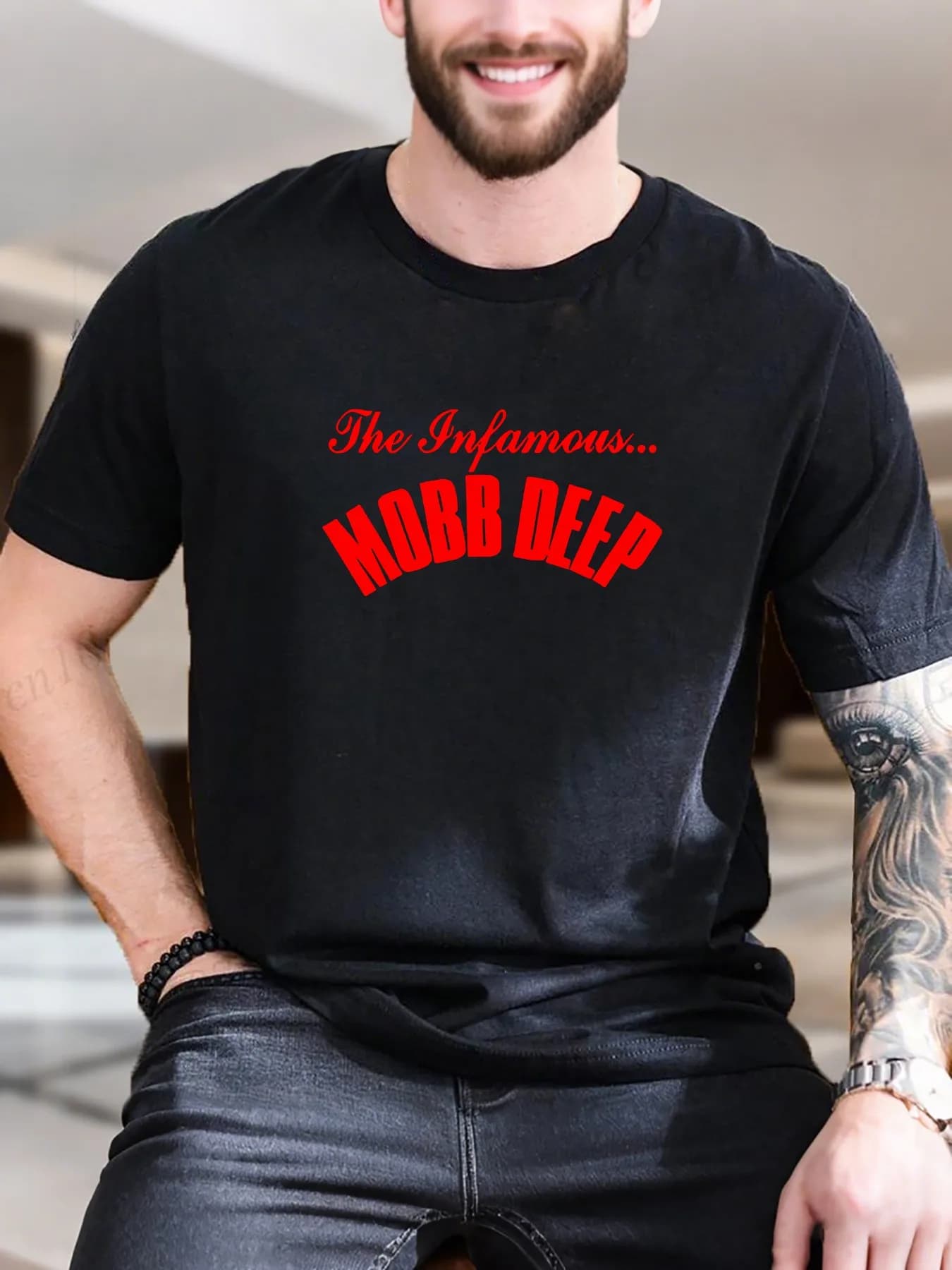 T-shirt da uomo alla moda divertente vintage di vendita calda del peso pesante profondo di Mobb di nuovo modo di arrivo